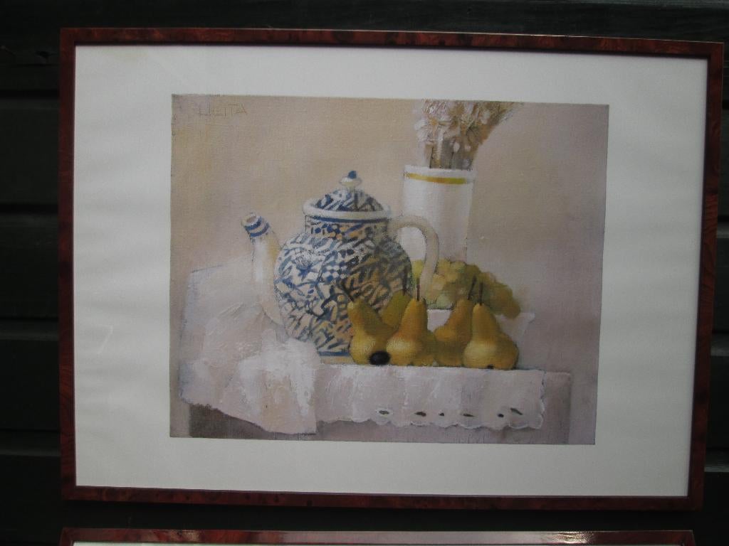 Stilleven Theepot & Peren Lilita Upeniece Kunstdruk 52 x 72, Ophalen, Kunststof, 50 tot 75 cm, 50 tot 75 cm