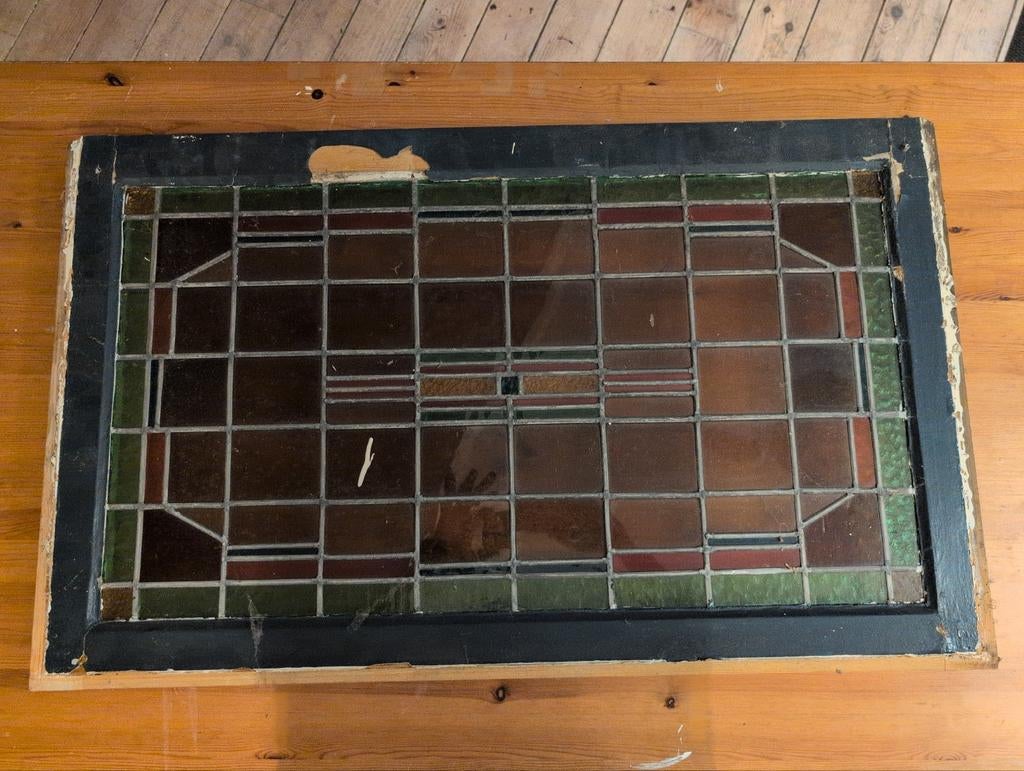 Glas in lood 4 stuks, Doe-het-zelf en Verbouw, Glas en Ramen, Ophalen, Gevelraam of Ruit, Gebruikt, Minder dan 80 cm