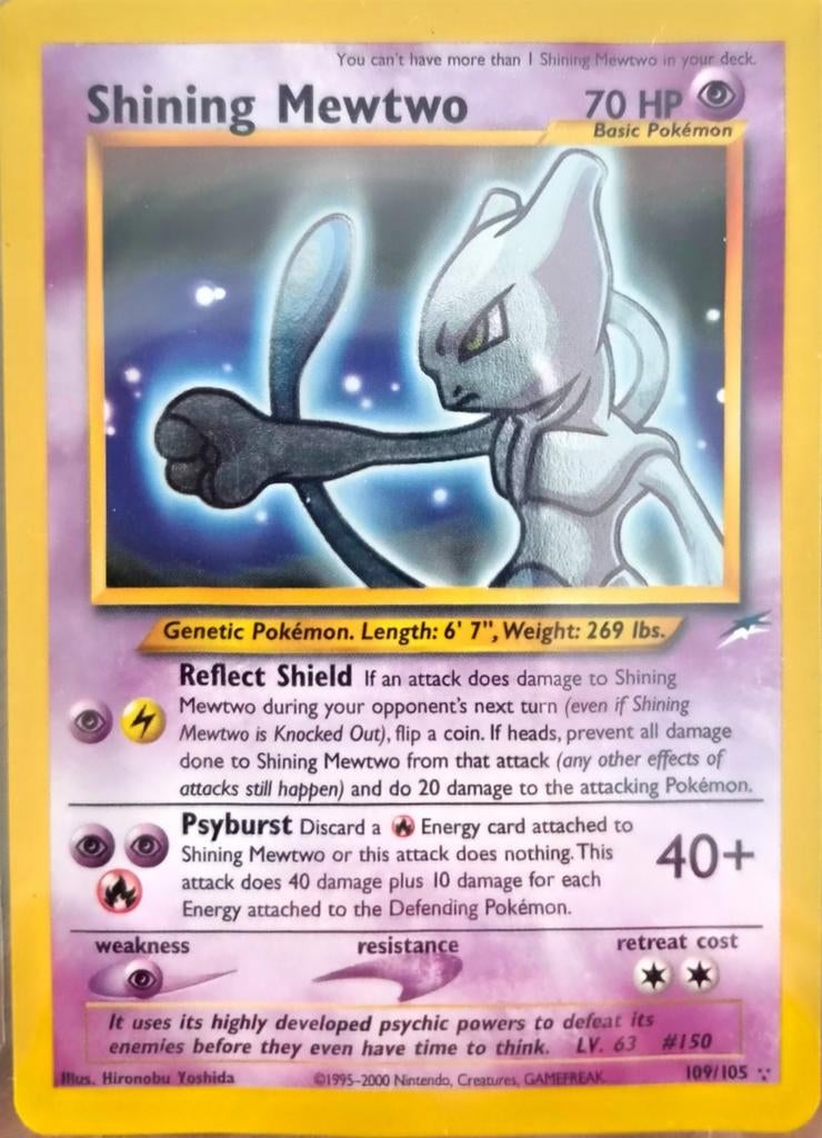 Shining Mewtwo 109/105 Neo Destiny BGS 8 Pokémon Kaart, Ophalen of Verzenden, Zo goed als nieuw, Losse kaart, Foil