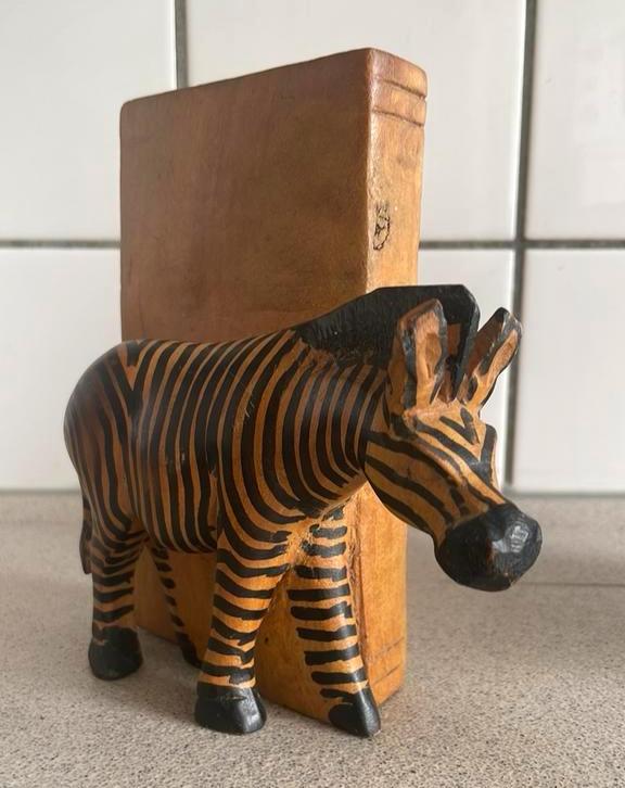 Prachtige houten boekensteunen zebra Afrika hout boekensteun, Ophalen of Verzenden