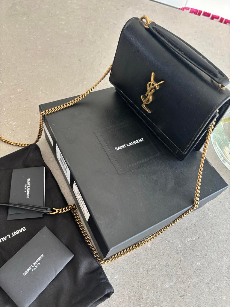 Yves Saint Laurent Mini Sunset Zwart, Ophalen of Verzenden, Zo goed als nieuw, Zwart, Schoudertasje