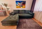 Dark Green Velvet Corner Sofa with Chaise, Huis en Inrichting, Ophalen, Zo goed als nieuw, Stof