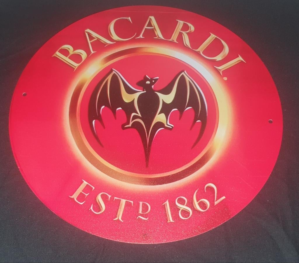 wandbord van bacardi met een diameter van 20 cm., Ophalen of Verzenden, Nieuw, Reclamebord