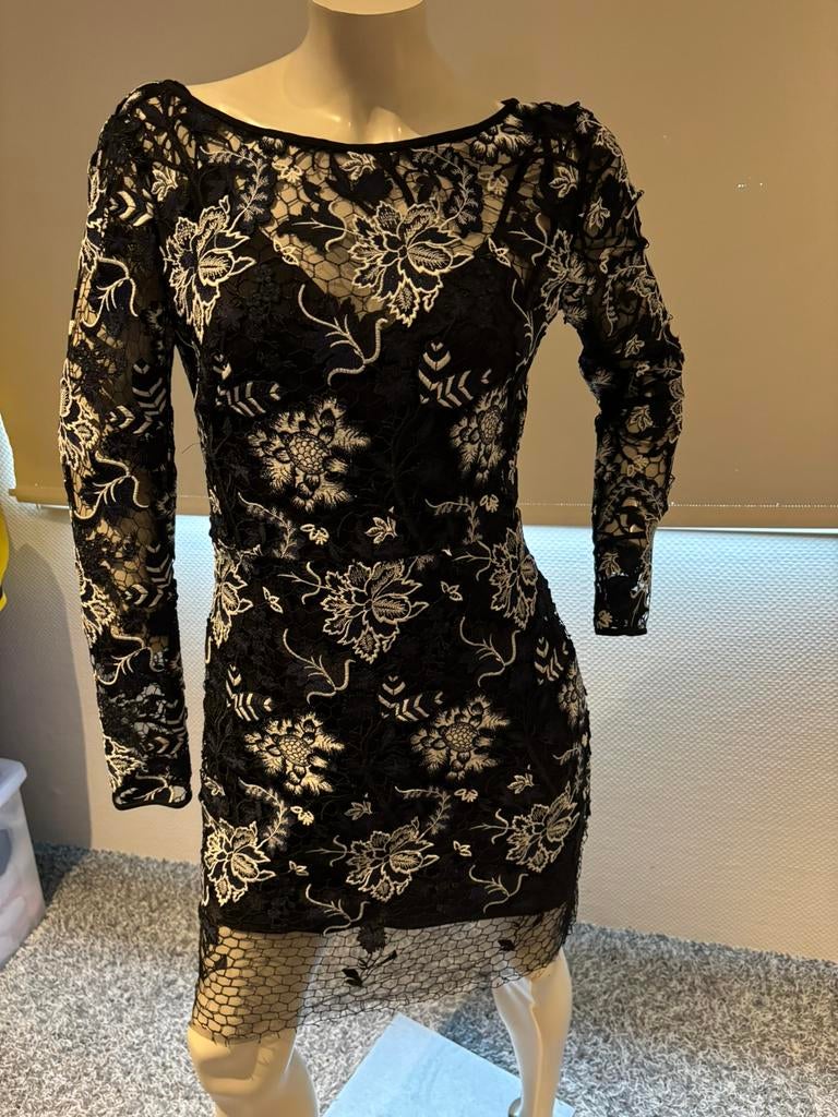 Diane von furstenberg kanten jurk maat 6., Maat 38/40 (M), ., Zwart, Ophalen of Verzenden