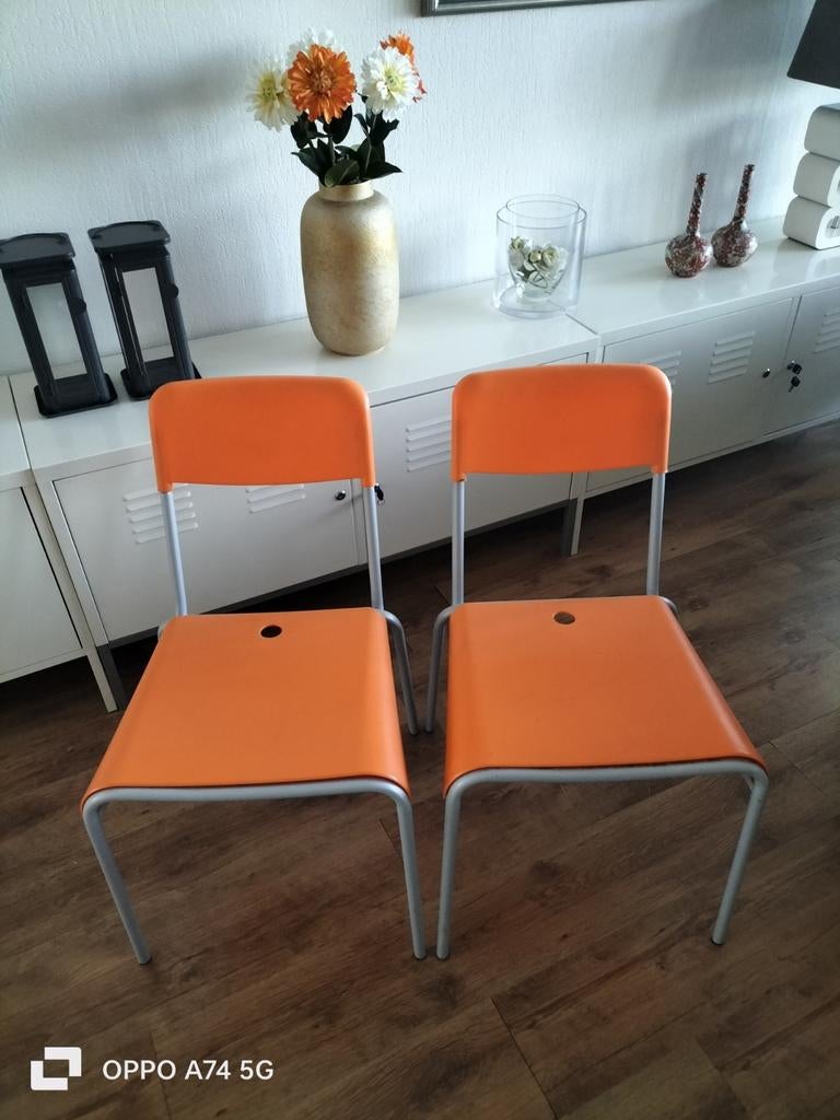2 oranje Trendhopper eetkamerstoelen - design, Ophalen, Gebruikt, Twee, Overige kleuren