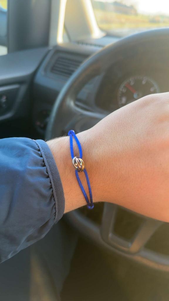 Trinity armband blauw, Sieraden, Tassen en Uiterlijk, Armbanden, Ophalen of Verzenden, Zo goed als nieuw, Blauw, Staal