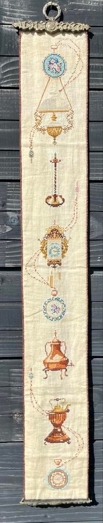 Vintage schellekoord met geborduurde afbeeldingen, Ophalen of Verzenden