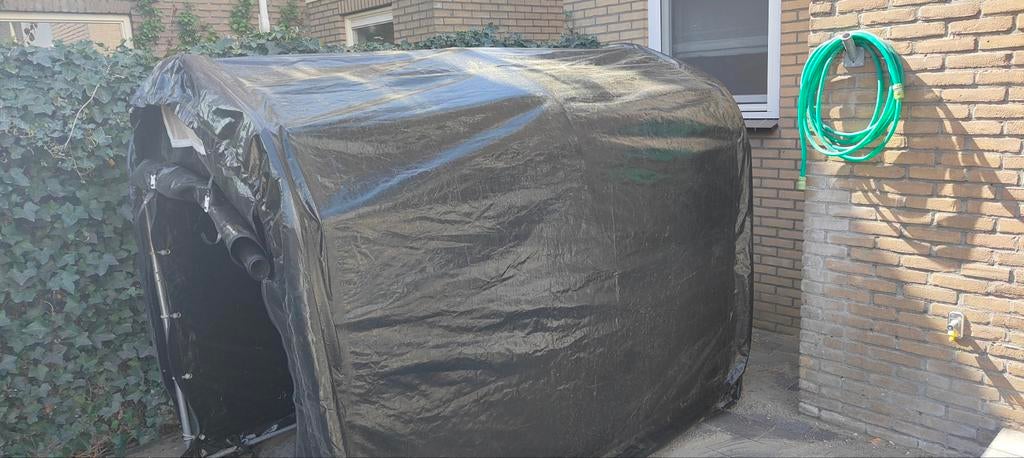 Garagetent 1,6x2,4m PVC zeil zwart - Professional, Tuin en Terras, Bergingen en Tuinkasten, Ophalen, Zo goed als nieuw, Overige materialen