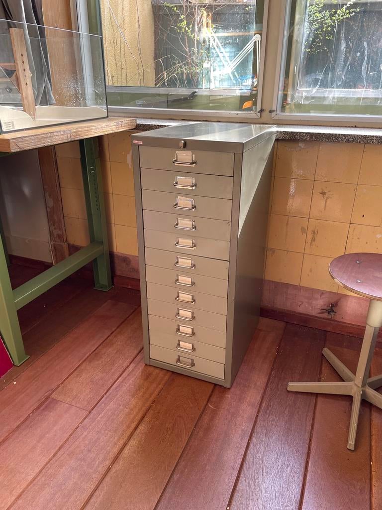 Vintage backfield metalen ladekast, Huis en Inrichting, Kasten | Ladekasten, Ophalen, Minder dan 50 cm, Gebruikt, 5 laden of meer