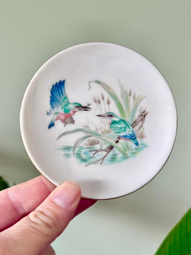 Vintage mini bordje wandbordje muurbordje ijsvogels, Ophalen of Verzenden