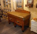 prachtig oud groot hakblok met 2 lades, Ophalen