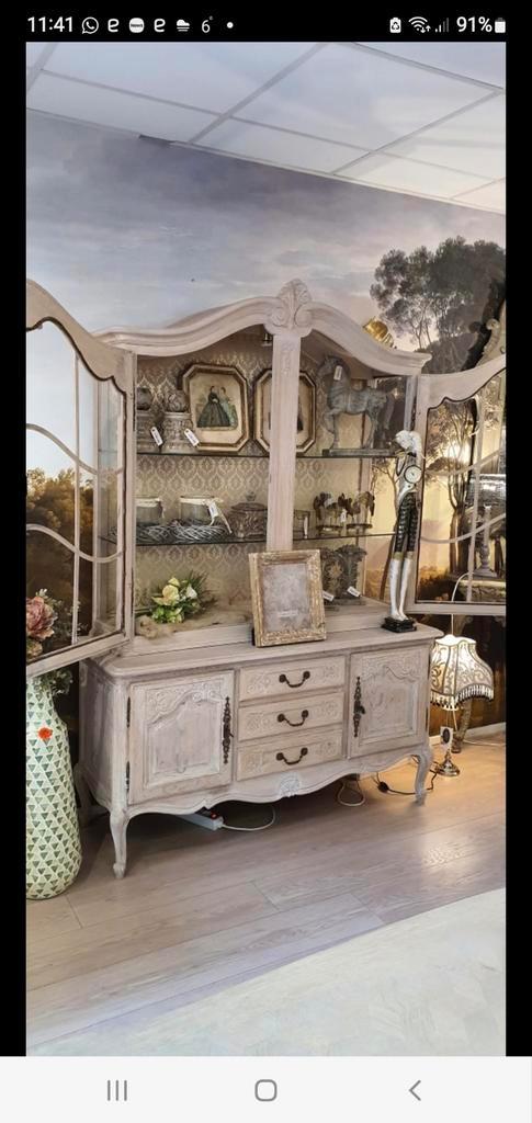 Eiken Queen Ann vitrinekast, Huis en Inrichting, Kasten | Vitrinekasten, 25 tot 50 cm, Eikenhout, Glas, Ophalen of Verzenden