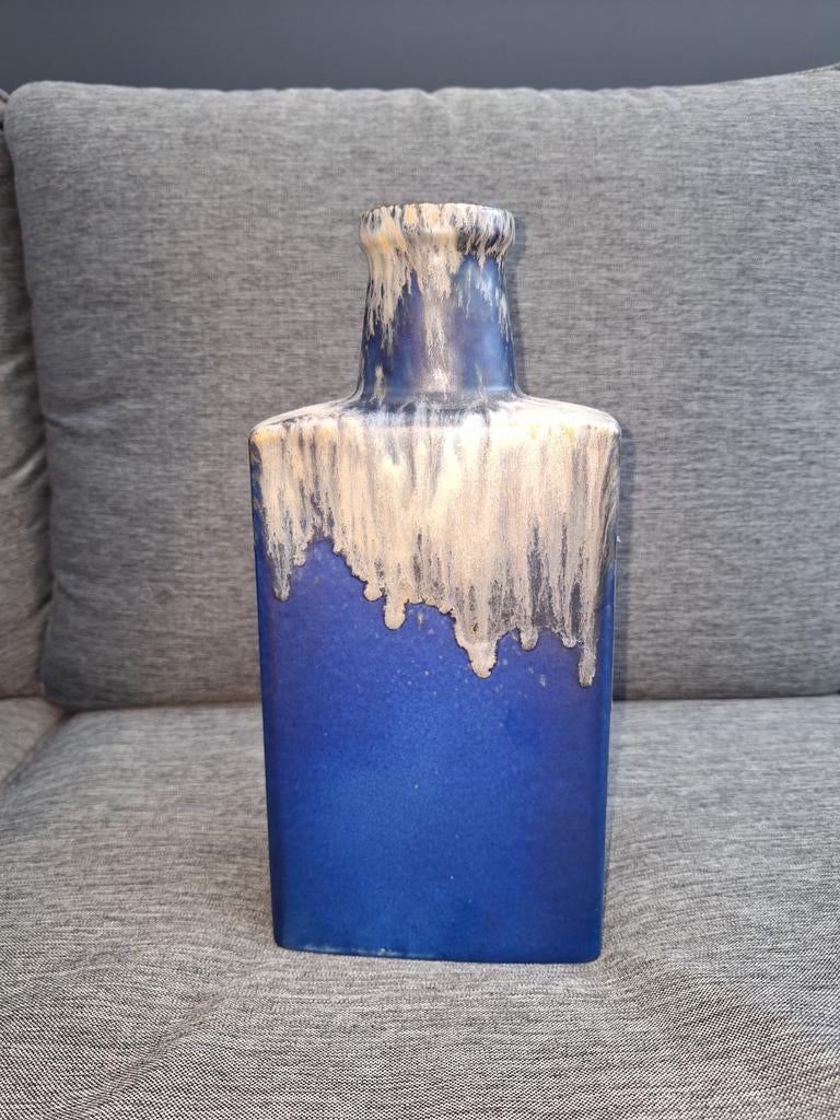 Vintage Scheurich vaas West Germany 281-30 blauw fat lava, Ophalen of Verzenden
