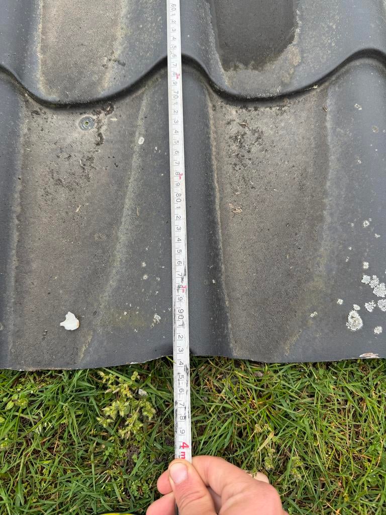 5 Dakpanplaten - 3.93m x 1,2m, Doe-het-zelf en Verbouw, Gebruikt, Zwart, 15 m² of meer, Metaal