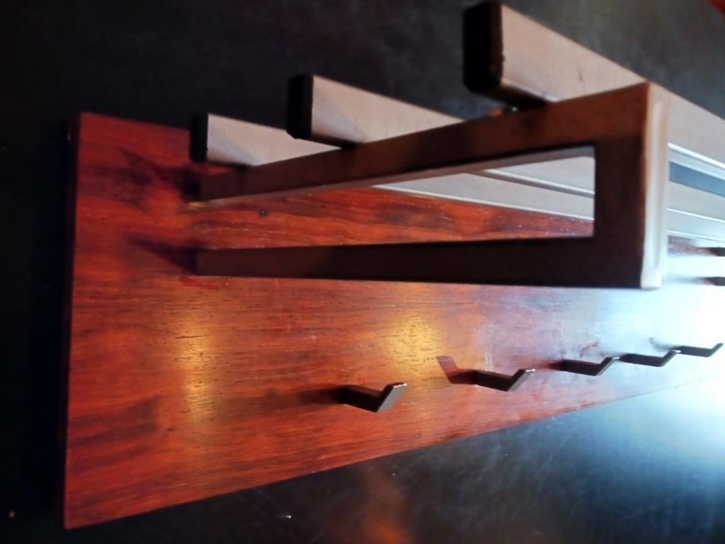 Vintage Metalen - Houten Kapstok uit de Jaren 60-70, Wandkapstok, Gebruikt, Ophalen of Verzenden, Minder dan 100 cm