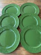 6 Grote Groene Borden met Sneeuwvlokken, Huis en Inrichting, Keuken | Servies, Overige materialen, Gebruikt, Ophalen of Verzenden