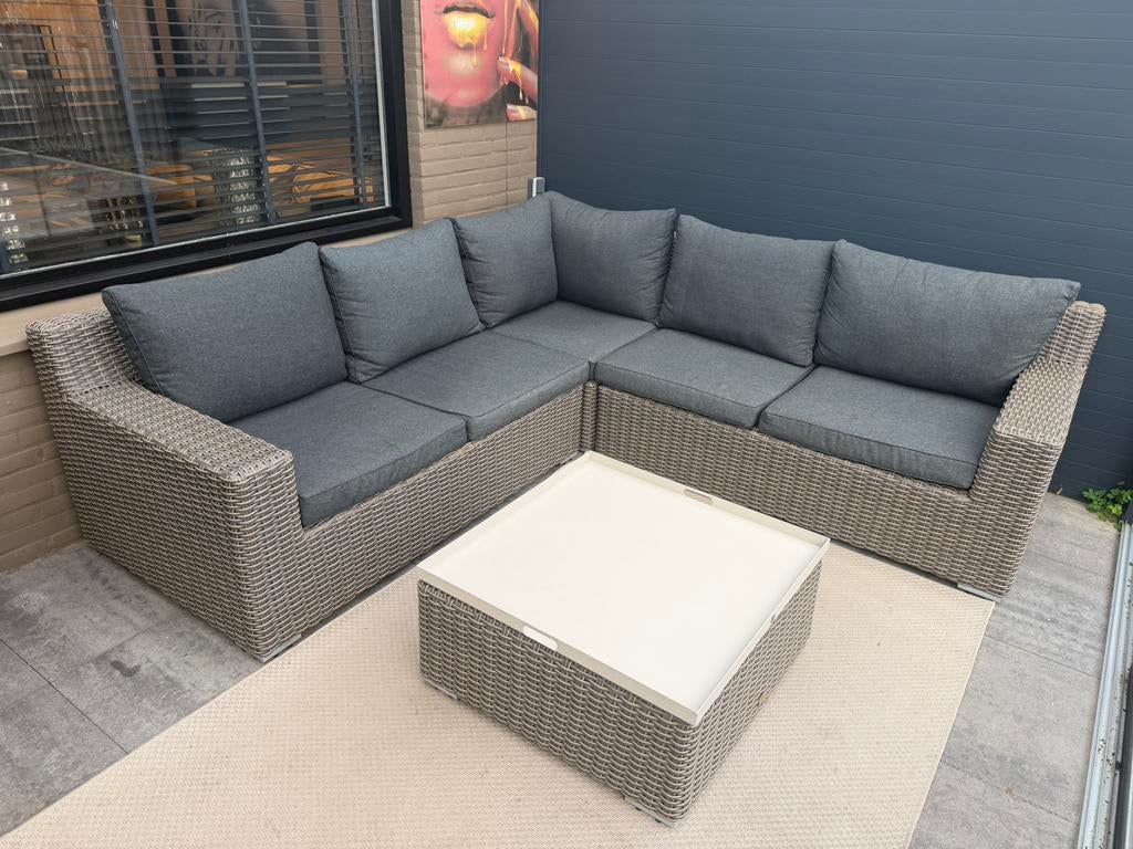 Loungeset / loungebank, Ophalen, Hocker, Zo goed als nieuw, Loungeset