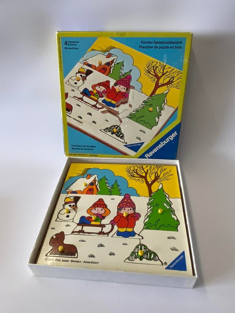 Ravensburger houten puzzel Vier Seizoenen, Ophalen of Verzenden, Meer dan 50 stukjes, Gebruikt