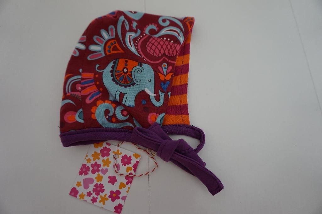 NIEUW Babymuts strik mutsje paars oranje strepen en olifant, Kinderen en Baby's, Babykleding | Mutsen, Sjaals en Wanten, Jongetje of Meisje