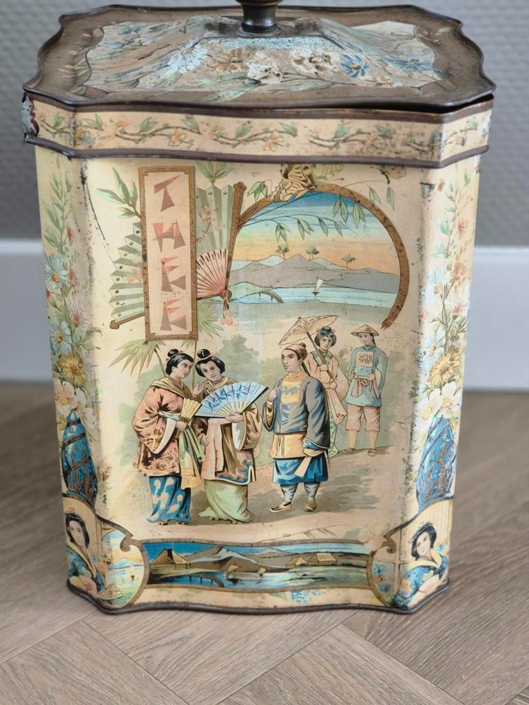 Chinees Thee blik Winkel blik, Verzamelen, Blikken, Ophalen of Verzenden, Gebruikt, Thee