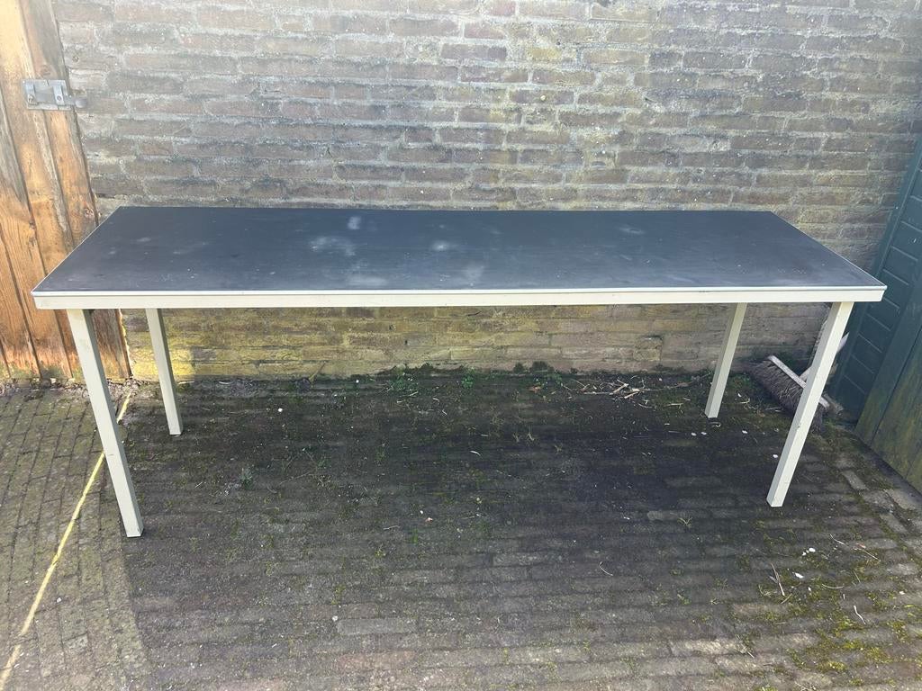 Industriële tafel werktafel bureau vintage gispen-ish, Ophalen, Gebruikt, 200 cm of meer, 50 tot 100 cm