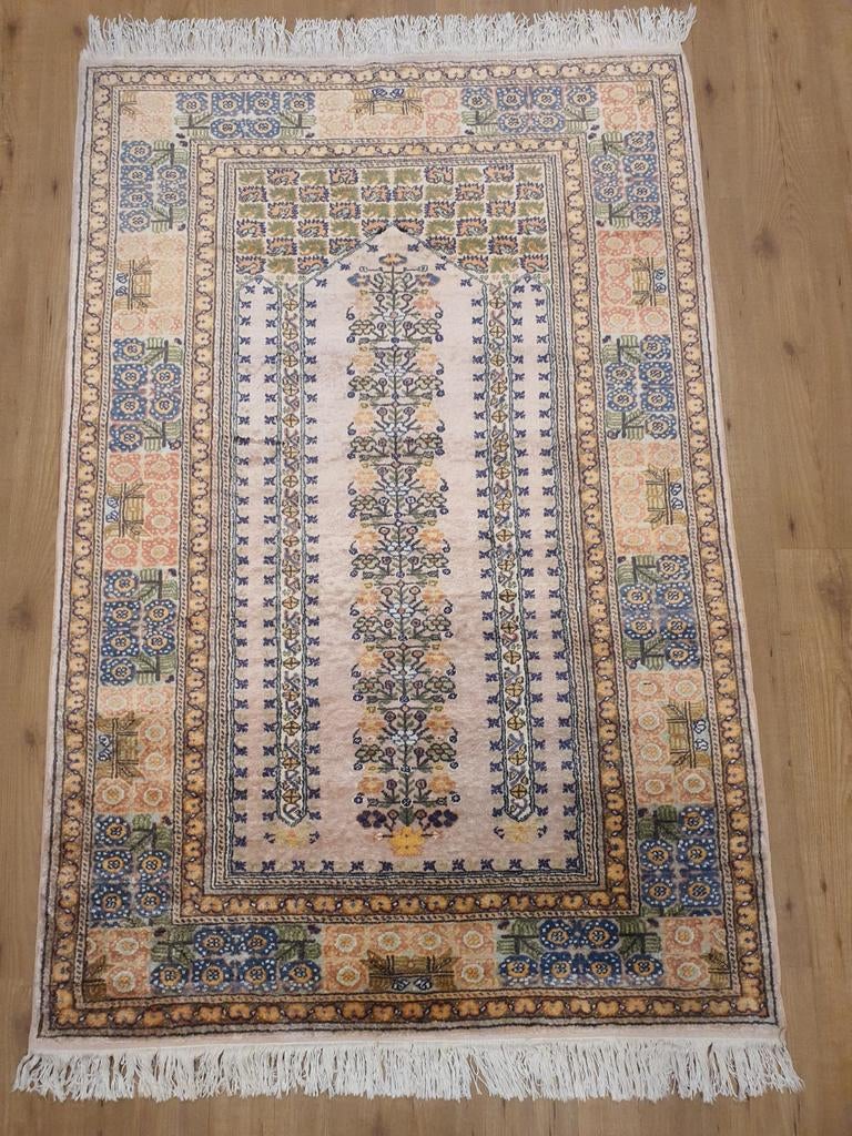 Vintage handgeknoopt oosters tapijt kayseri zijde 197x120, Info@SlatsAntiek.nl, 100 tot 150 cm, Perzisch, Ophalen of Verzenden