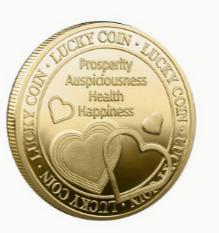 goudkleurige Lucky Coin in doosje 4cm, Verzenden, Buitenland, Munten