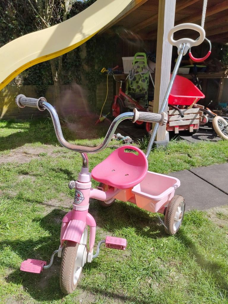 Italtrike driewieler roze met duwstang en handrem, Ophalen, Gebruikt, Italtrike