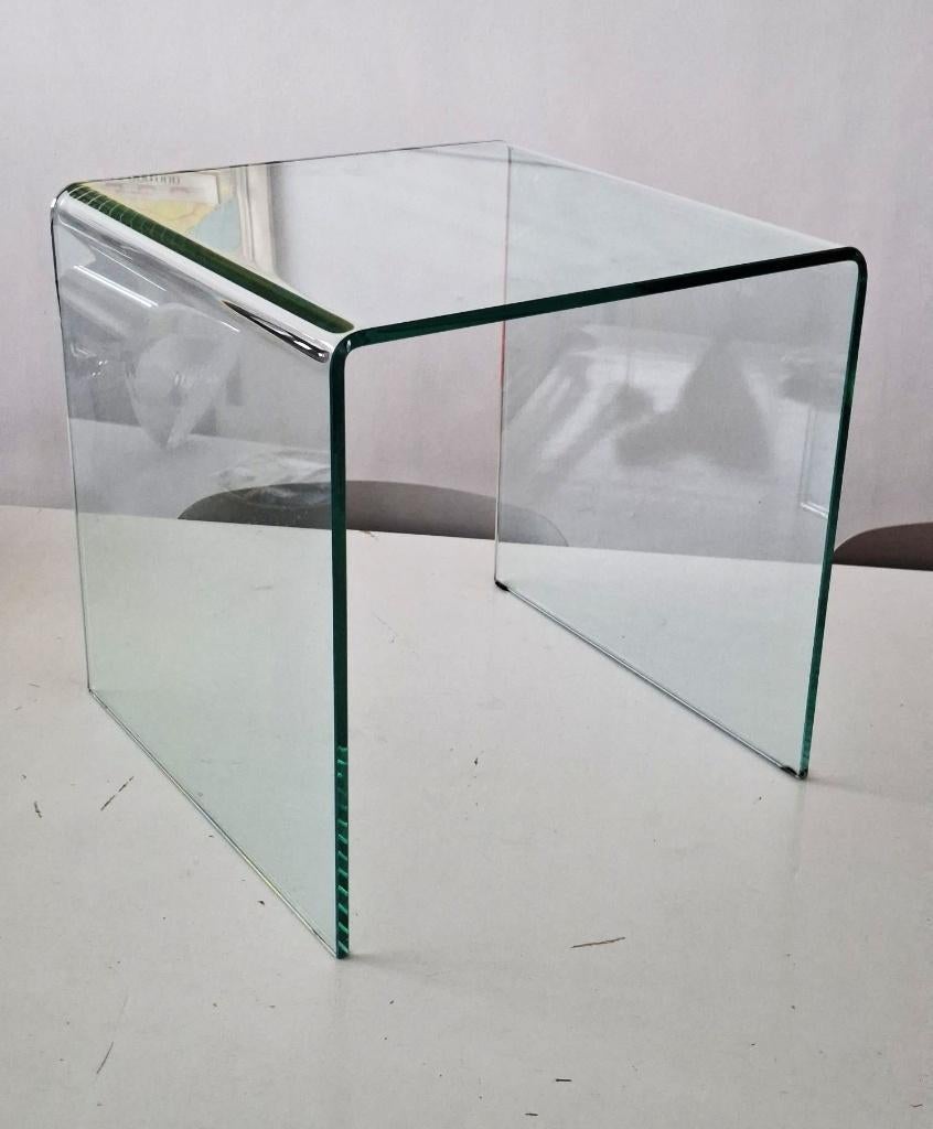 glazen design bijzettafel kleine salontafel Fiam stijl, Ophalen, Minder dan 45 cm, Vierkant, Modern design