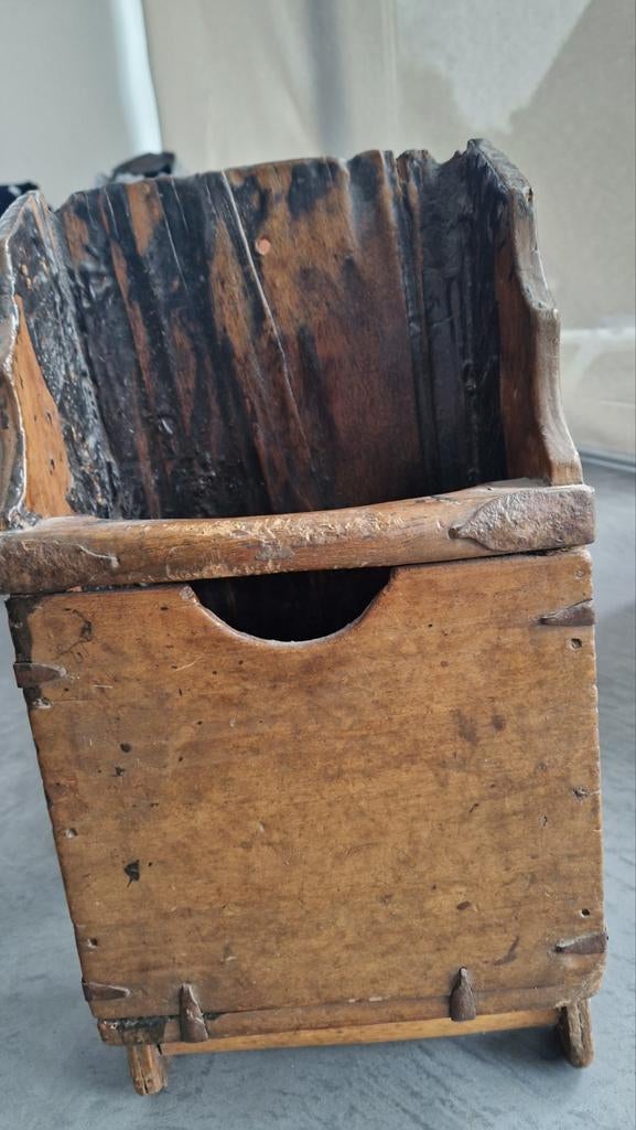 Antieke houten oude graanschep  met beslag., Verzenden