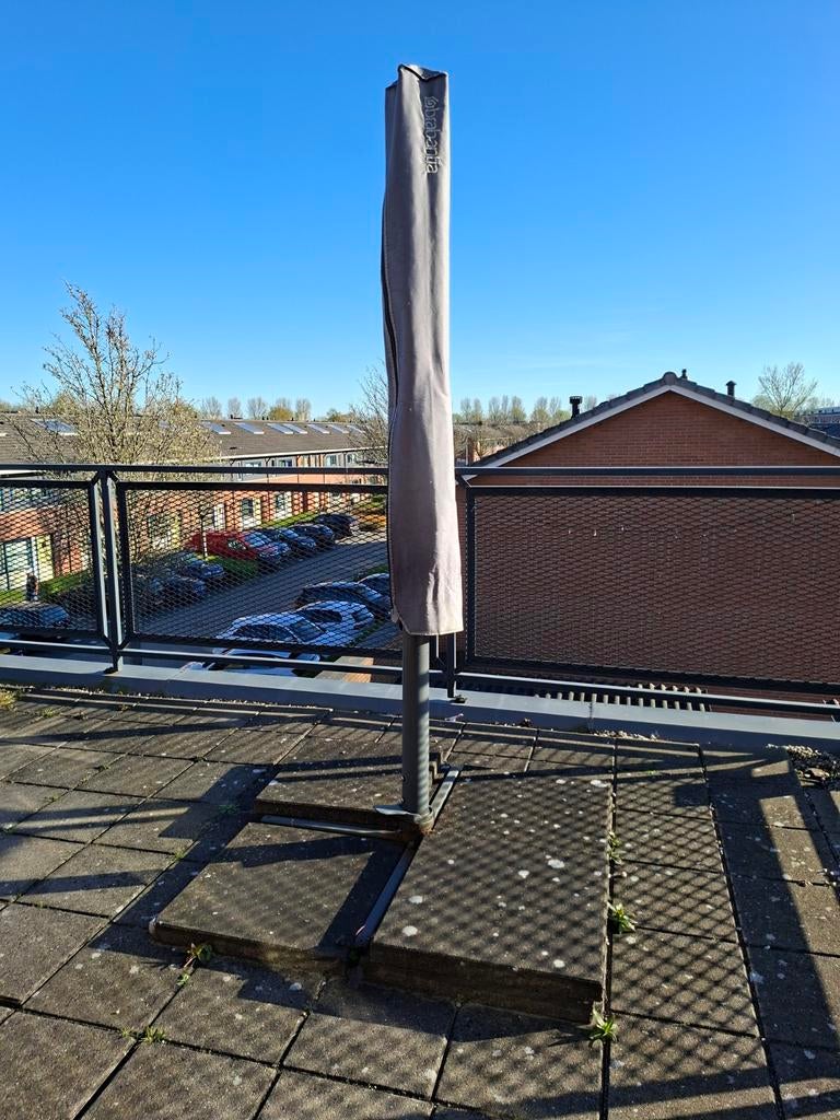 Parasol- of droogmolenvoet met 6 voettegels, Tuin en Terras, Ophalen, Gebruikt, Parasolvoet