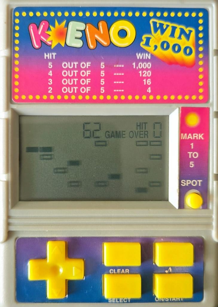 Vintage handheld Keno game jaren 90 – werkend – moeilijk vin, Verzamelen, Automaten | Gokkasten en Fruitautomaten, Euro, Ophalen of Verzenden