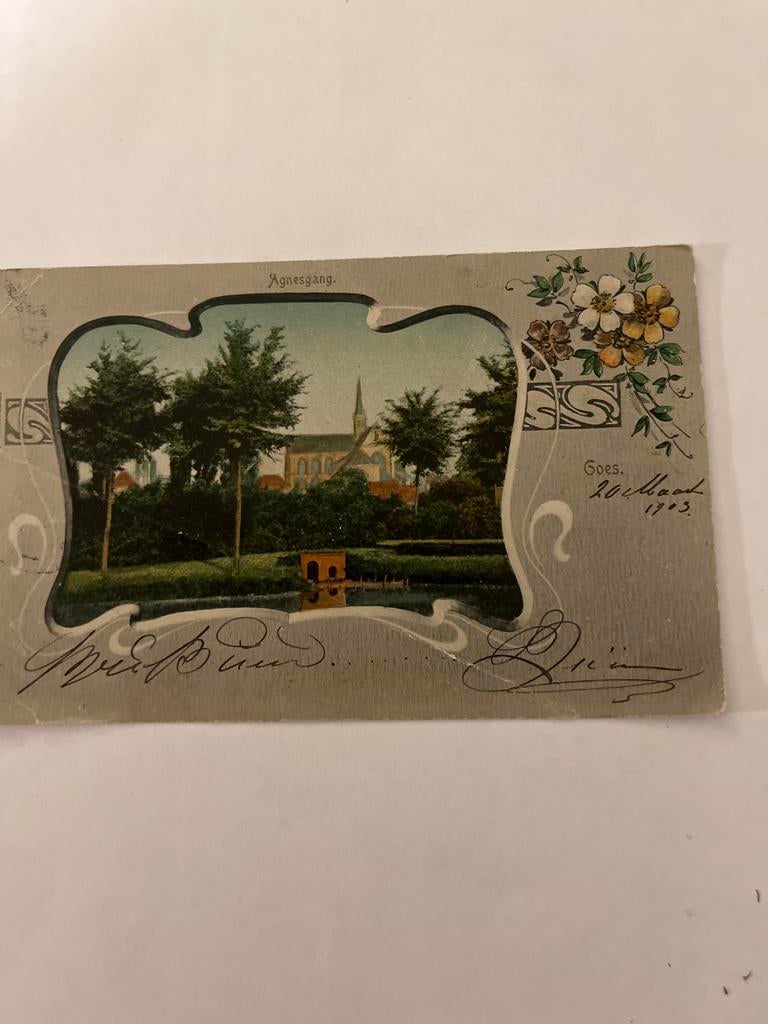 Ansichtkaart Goes Agnesgang, Verzamelen, Ansichtkaarten | Nederland, Ophalen of Verzenden, Voor 1920, Gelopen, Zeeland