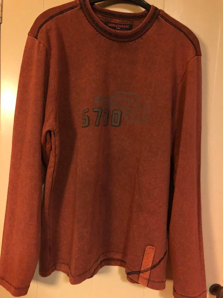 Casual sweater, el. katoen, als nieuw. Donkervoort, Medium., Ophalen of Verzenden, Zo goed als nieuw, Maat 48/50 (M), Rood