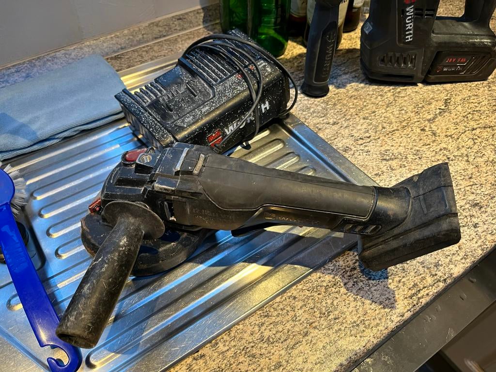 Wurth Gereedschap Set: Haakse Slijper, Stofzuiger & Tas, Ophalen of Verzenden, Gebruikt, 1000 watt of meer, Haakse handslijpmachine