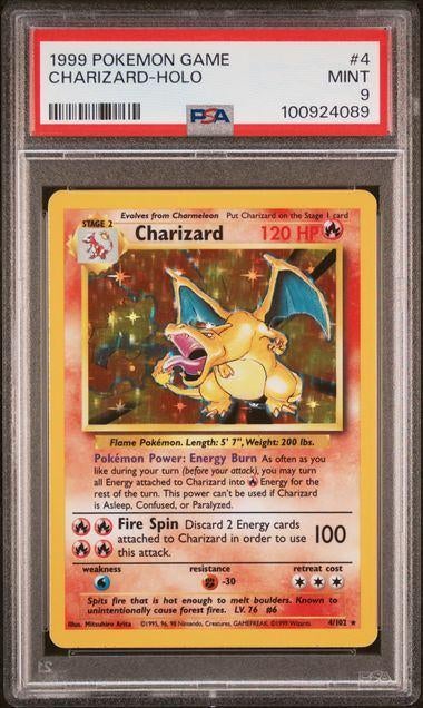 4/102 base charizard psa 9, Hobby en Vrije tijd, Verzamelkaartspellen | Pokémon, Ophalen of Verzenden, Zo goed als nieuw, Foil