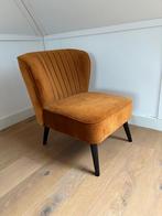 Goudbruine velours Karwei fauteuil/stoel, Ophalen, Minder dan 75 cm, Zo goed als nieuw, Stof