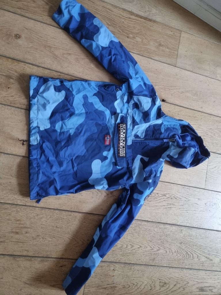 Mooie blauwe Napapijri jas, maat 14/162 - Topkwaliteit!, Jongen of Meisje, Ophalen of Verzenden, Zo goed als nieuw, Napapijri