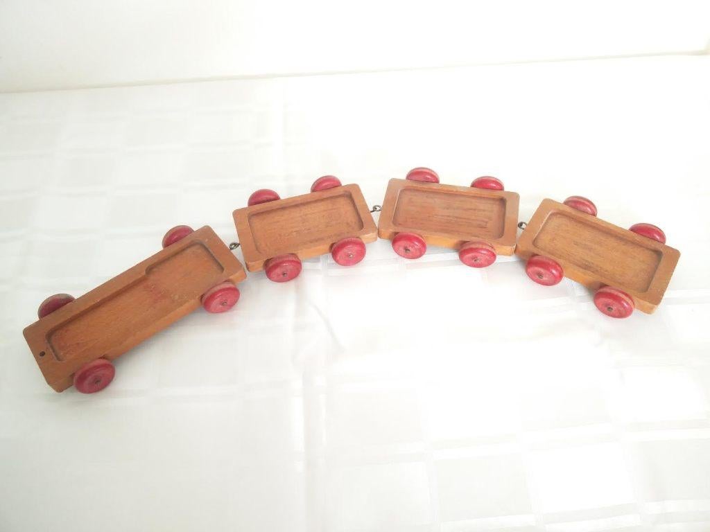 Antiek houten treintje en wagonnetjes van firma Nooitgedagt, Ophalen of Verzenden