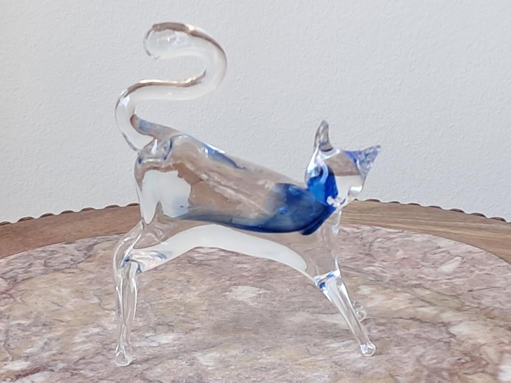 Meerkleurige glazen beeld  van kat, Ophalen of Verzenden