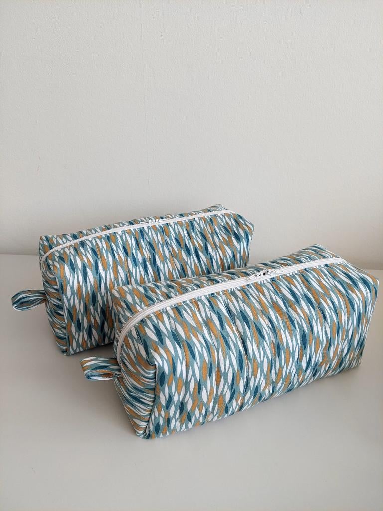 Handgemaakte Toilettas - Blauw, Wit, Okergeel - Nieuw, Ophalen of Verzenden, Nieuw, Blauw, Meisje