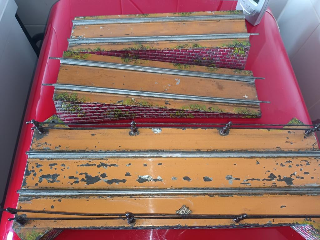 Blikken speelgoed. Treinen spoorbrug. Spoor 1. Bing Germany, Antiek en Kunst, Ophalen of Verzenden