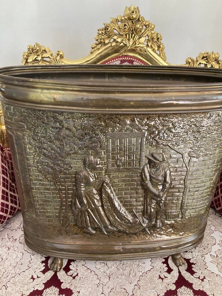 Zeer grote antieke paraplu bak 54 cm hoog messing, Ophalen