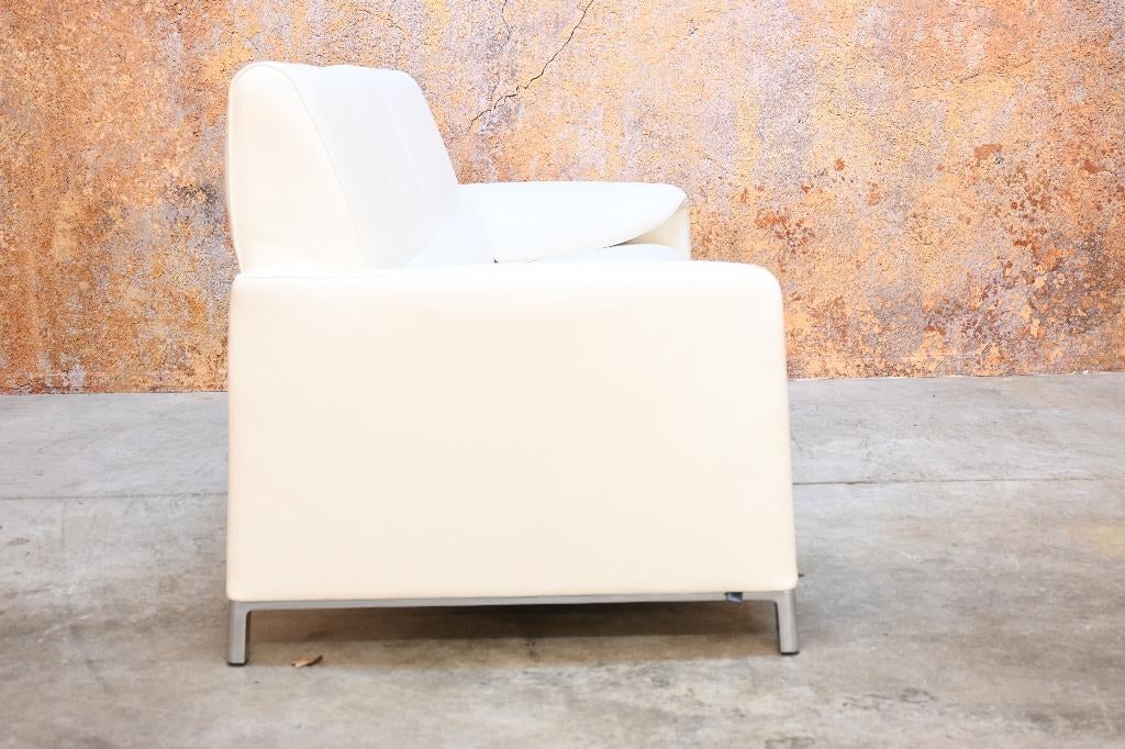 ZGANieuw gebroken witte leren Leolux Felizia design bank, Leolux, Leolux, 150 tot 200 cm, Tweepersoons