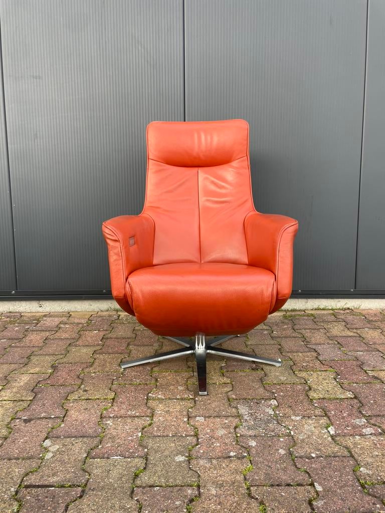 Oranje de toekomst twice relax fauteuil / relaxstoel op accu, Huis en Inrichting, Fauteuils, Ophalen, Minder dan 75 cm, Zo goed als nieuw