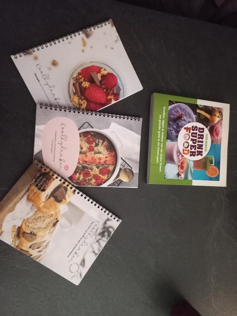 Koolhydraken 3 boekjes + Boek Drink Superfood, Boeken, Kookboeken, Overige typen, Ophalen of Verzenden, Zo goed als nieuw, Gezond koken