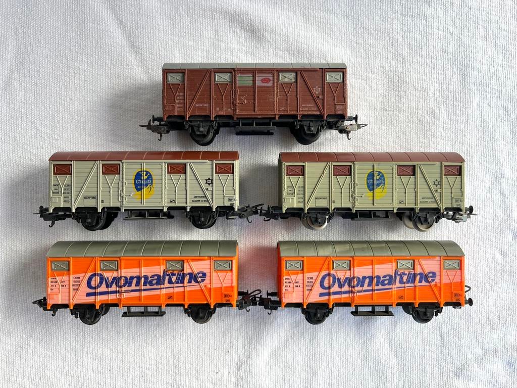 5x Lima wagons Ovomaltine/Chiquita/SNCF, Gebruikt, Gelijkstroom, Wagon, Ophalen of Verzenden