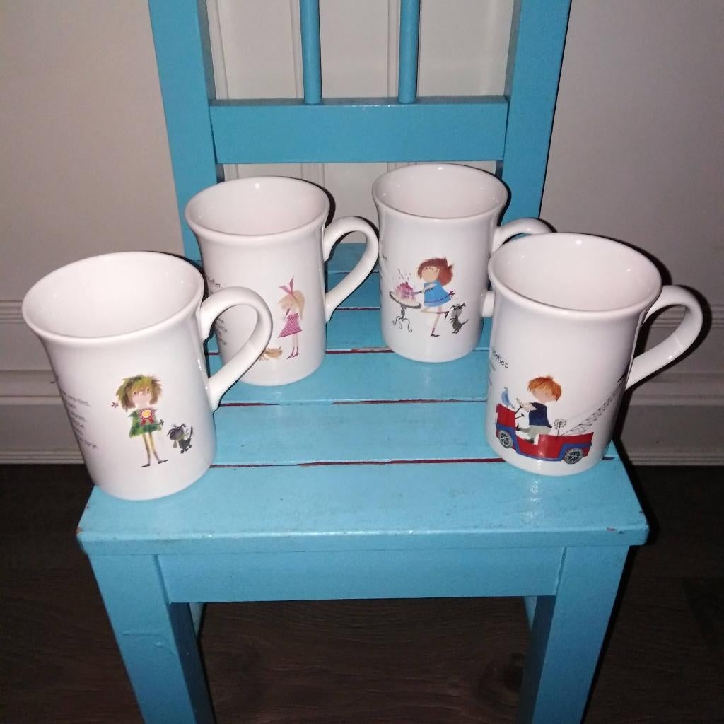 Pluk van de pletteflet bekers 4 stuks Fiep Westendorp, Huis en Inrichting, Keuken | Servies, Gebruikt, Glas of Glazen, Overige stijlen