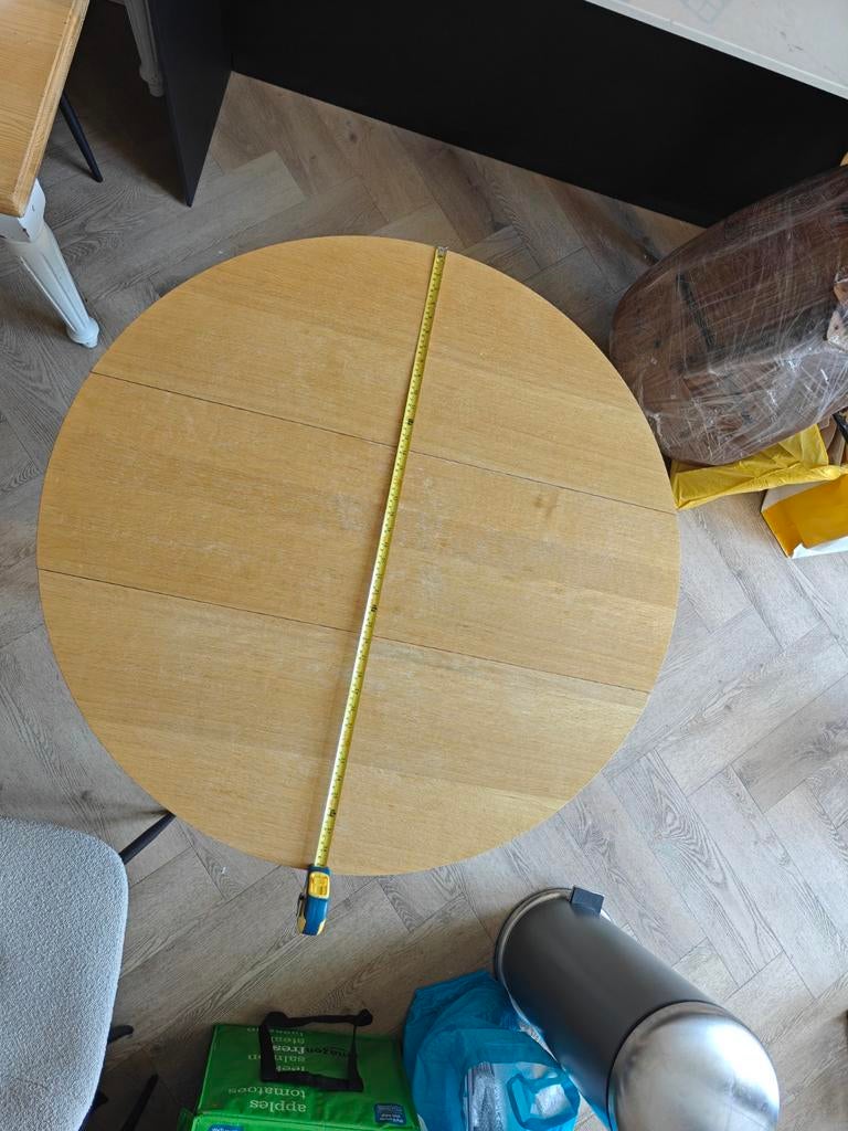 Ronde eettafel met inklapbare zijden, Huis en Inrichting, Tafels | Eettafels, Ophalen, Gebruikt, Modern, Functioneel, Rond