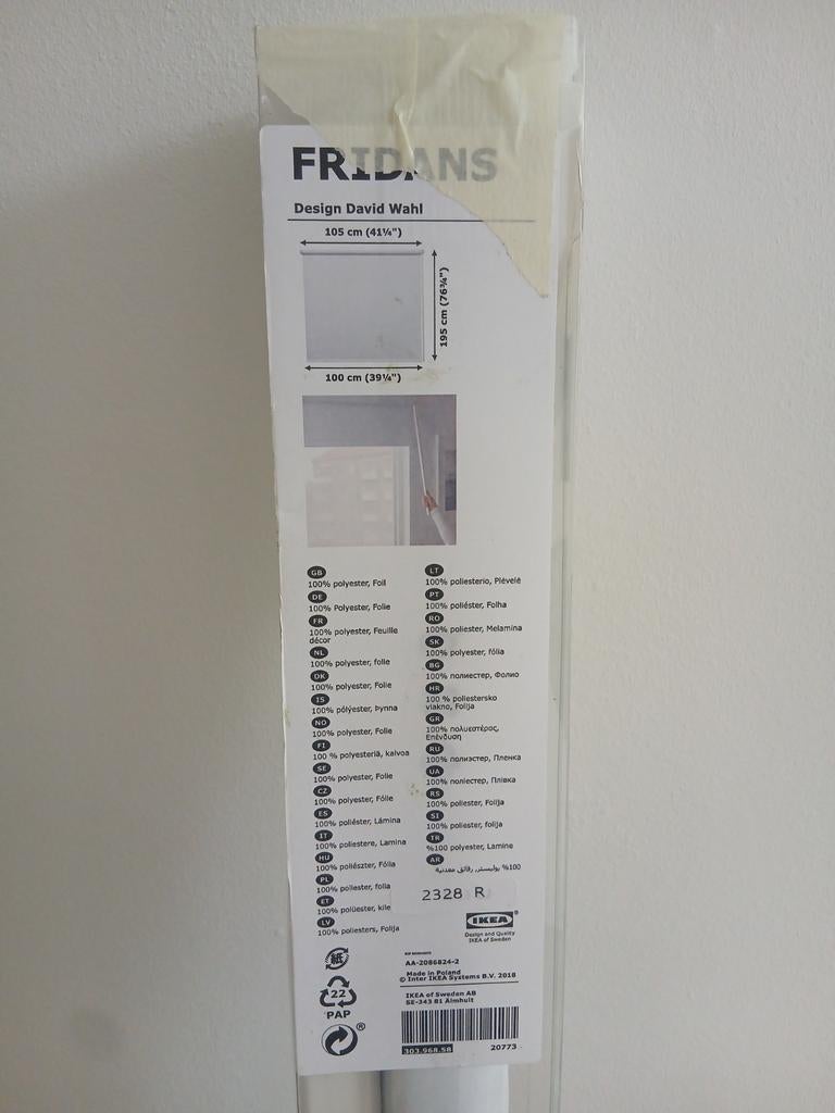 IKEA FRIDANS rolgordijn 100x195 cm - Nieuw in verpakking, Ophalen, 100 tot 150 cm, Modern, Scandinavisch, Wit
